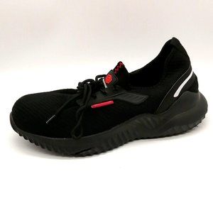 Dykhmily Mens Steel Toe Sneaker Black Fabric Lace‎ Up Wedge Heel Round Toe 12